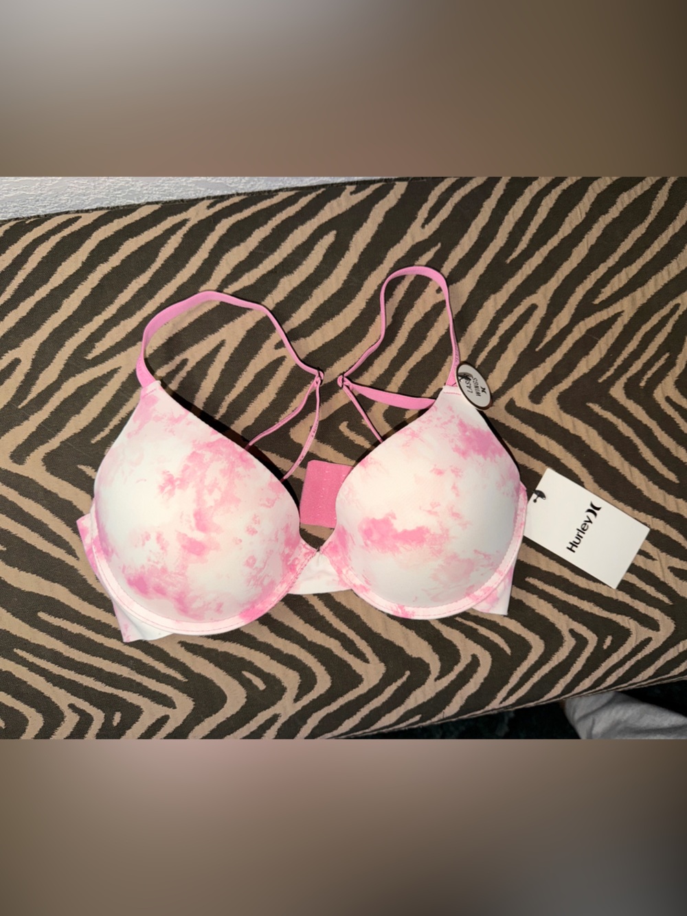 Hurley Pink cloud style Tie-Dye padded Push-Up Bra